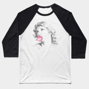 Vintage Ancient Goddess Sculpture with Chewing Gum Baseball T-Shirt